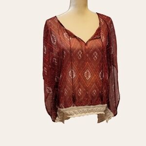 Hollister Poncho Sheer Top Sz Small Crochet  Edge